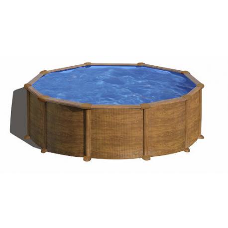 Piscina redonda de acero con imitación a madera 460 x 120 cm Gre serie Pacific