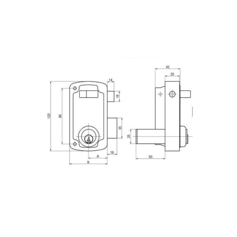 CERRADURA SOBREPONER 1056B CAJA 70