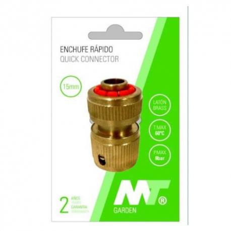 Conector rápido latón con stop manguera 15 M