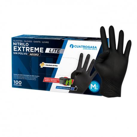 Guantes de nitrilo negro Polvo Extreme Caja de 100 uds Talla S