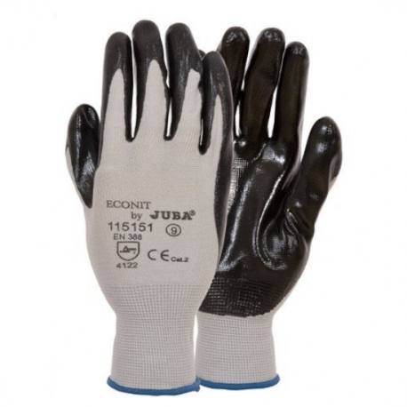 Guantes de poliester blanco y nitrilo gris 10 uds