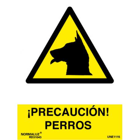 Señal PVC Precaución perros 30 x 40 cm