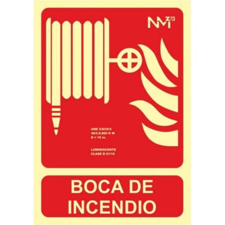 Señal PVC Boca de incendios luminiscente 21 x 30 cm