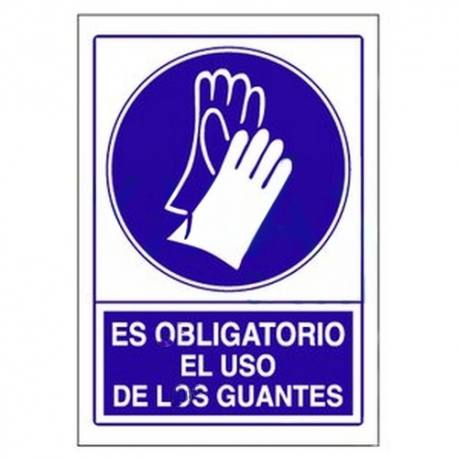 Señal PVC 21 x 30 cm Obligatorio uso de guantes 07O-36