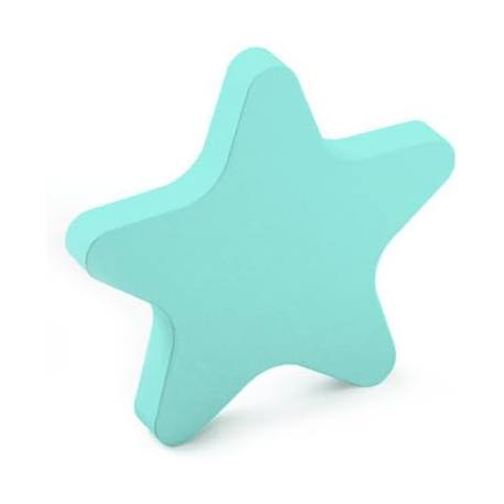 Pomo forma de estrella en madera 90 x 90 x 27 mm en color azul