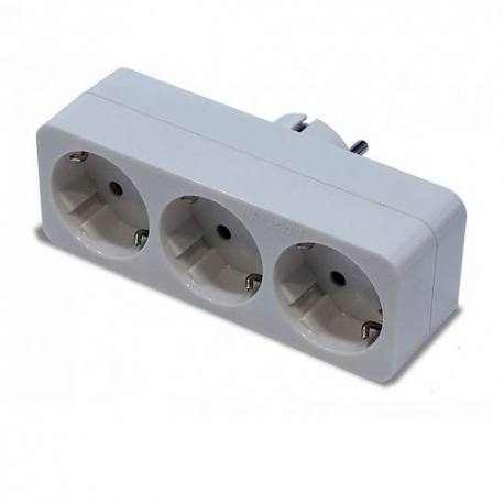 Adaptador triple TT frontal 16A-250V